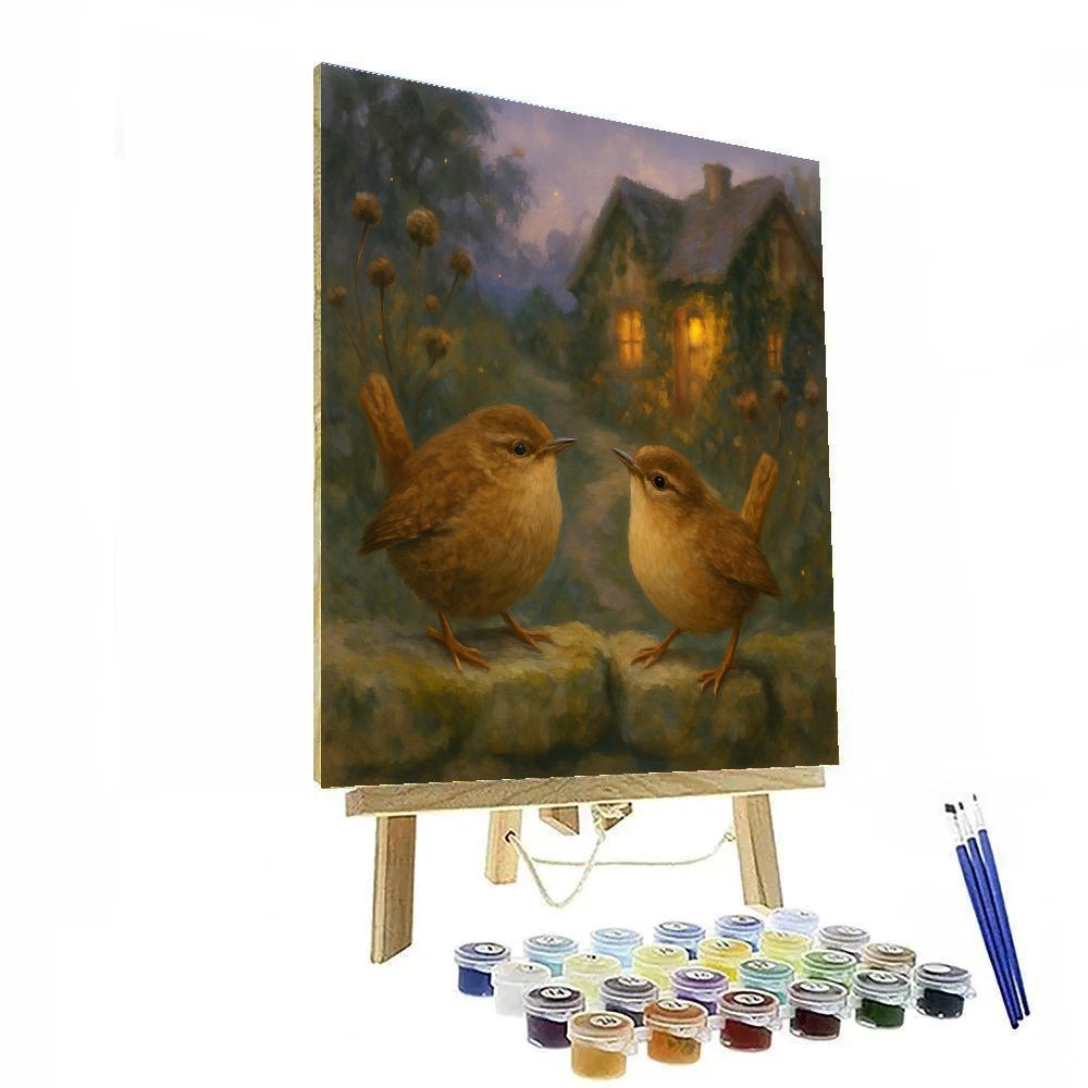 Lantern Light Wrens In The Cottage Garden DIY paint by numbers