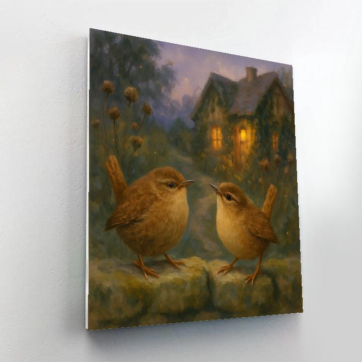 Lantern Light Wrens In The Cottage Garden DIY paint by numbers