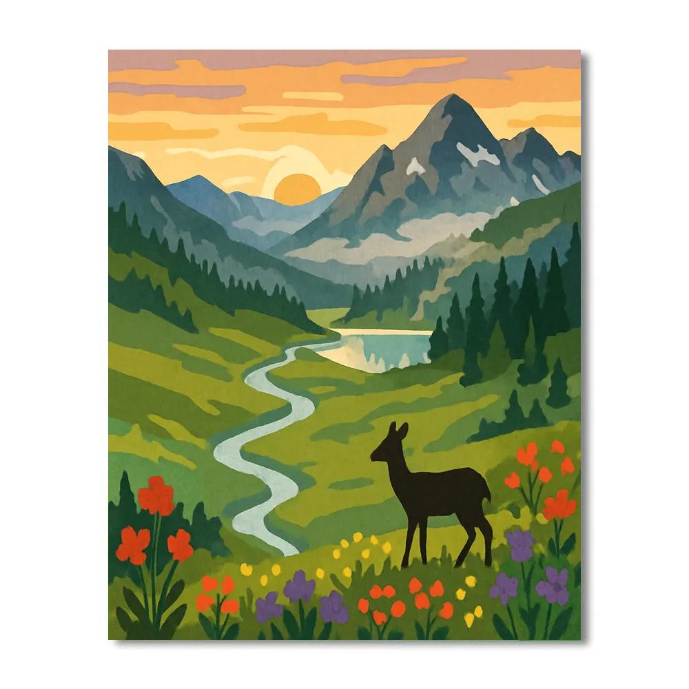 Meadow Panorama With Landscape Glow Painting by numbers kit