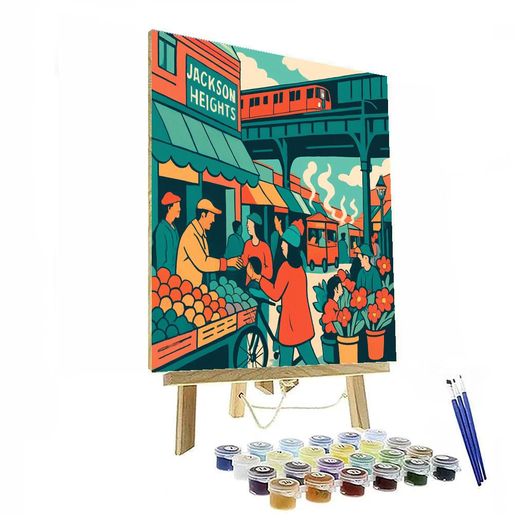 Paper Cutout New York Street Market Painting by numbers kit