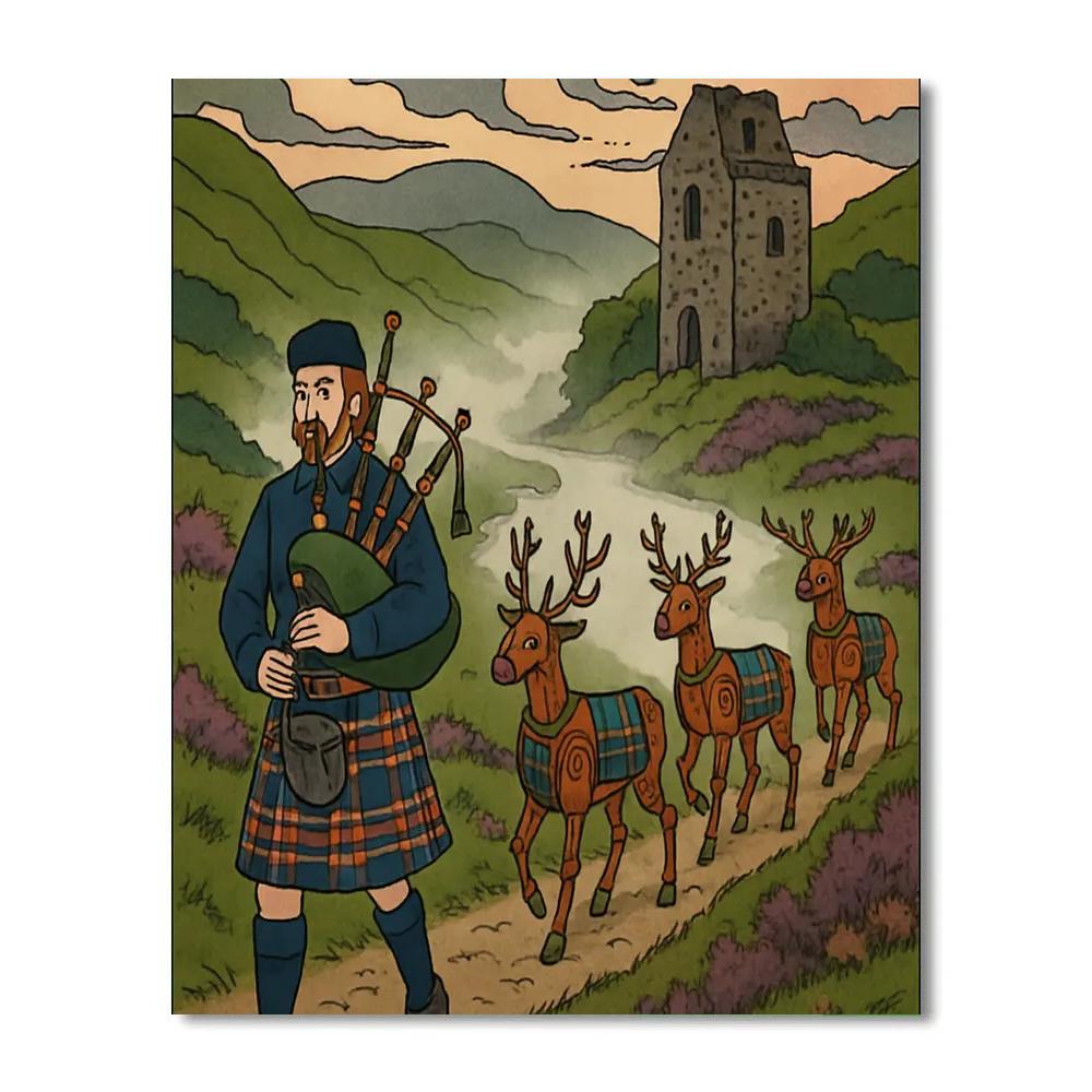 Clockwork Tartan Procession In Scotland Numbered painting kits