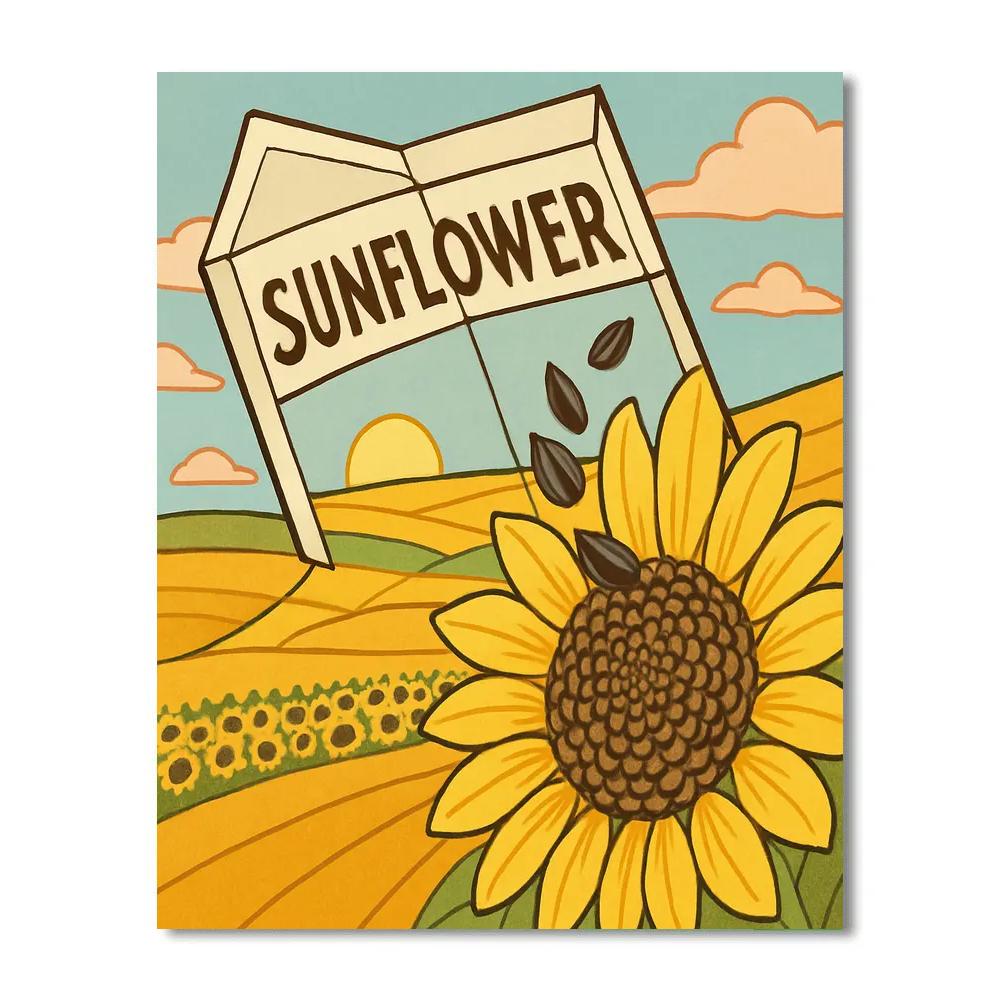 Seed Map With Sunflower Horizon Paint by numbers kits