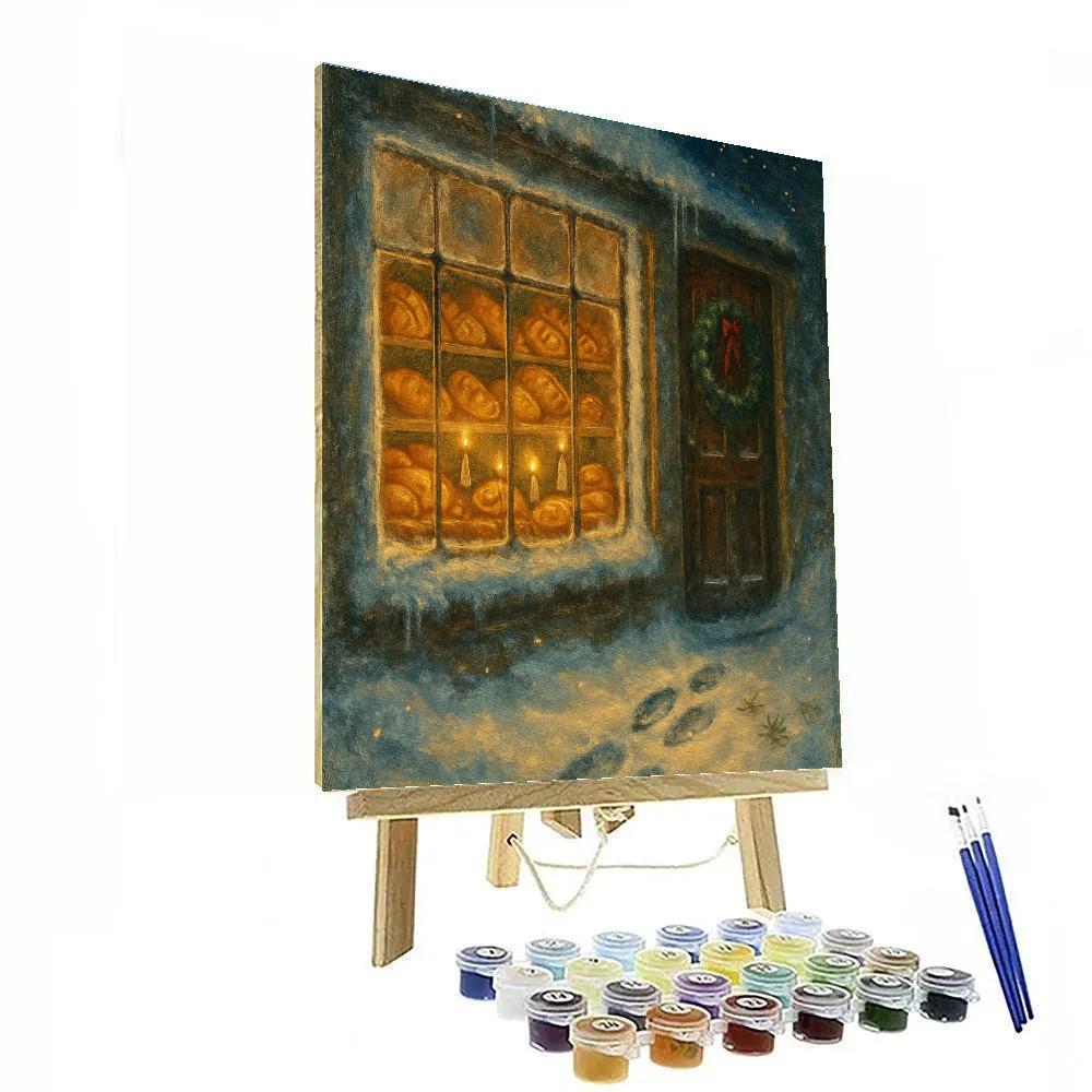 Midnight Bakery Window Snowfall Paint by numbers kits