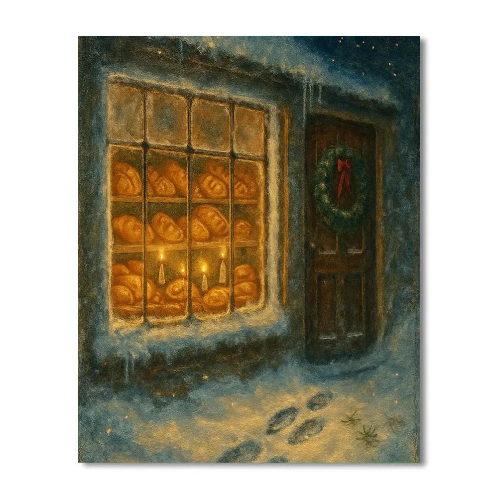 Midnight Bakery Window Snowfall Paint by numbers kits
