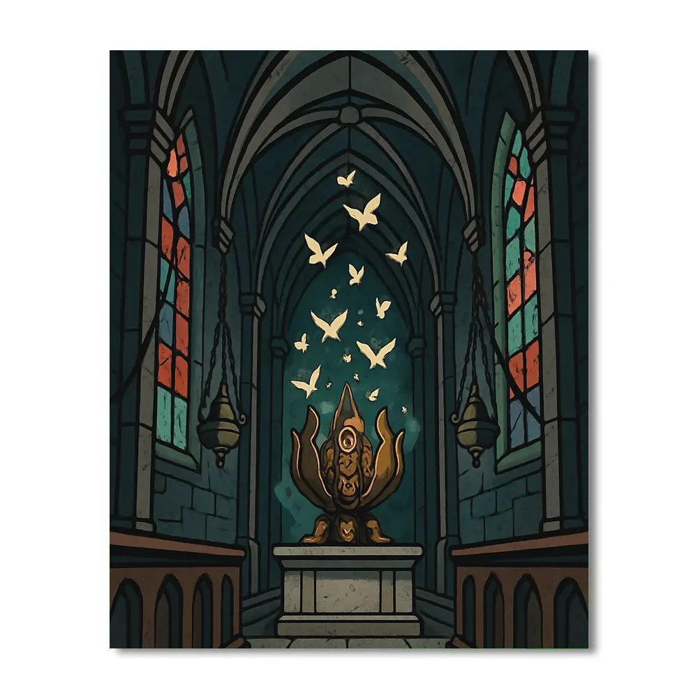 Clockwork Reliquary In Gothic Cathedral DIY paint by numbers