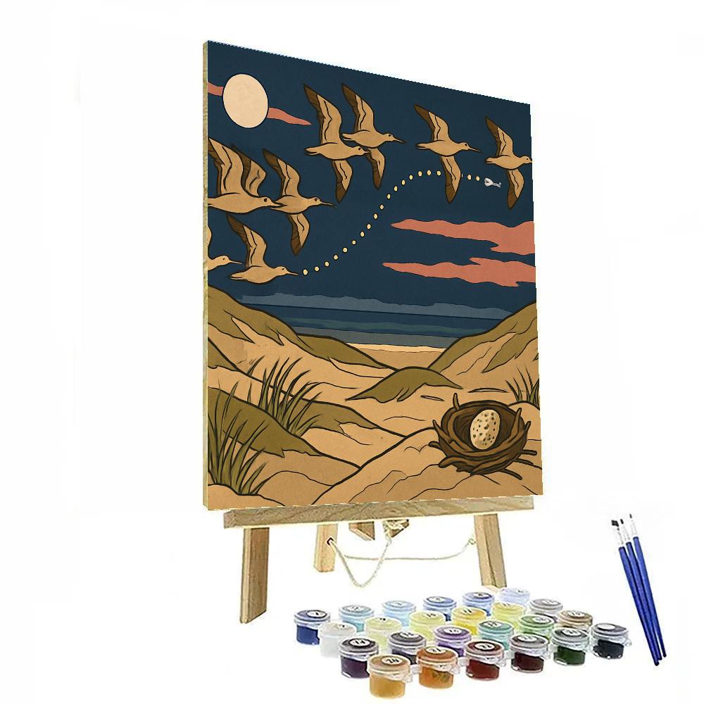 Migrant Map Above The Dunes Birds paint by numbers
