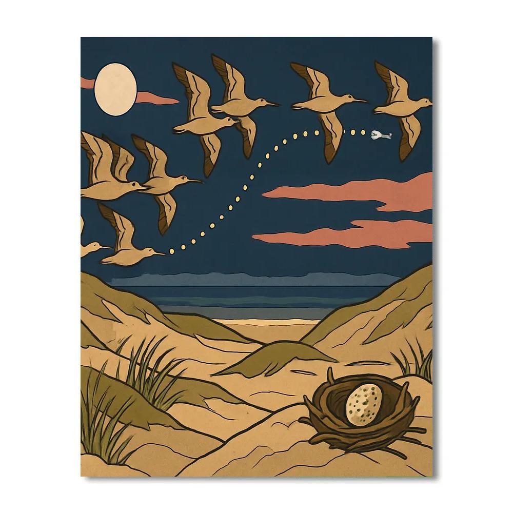 Migrant Map Above The Dunes Birds paint by numbers