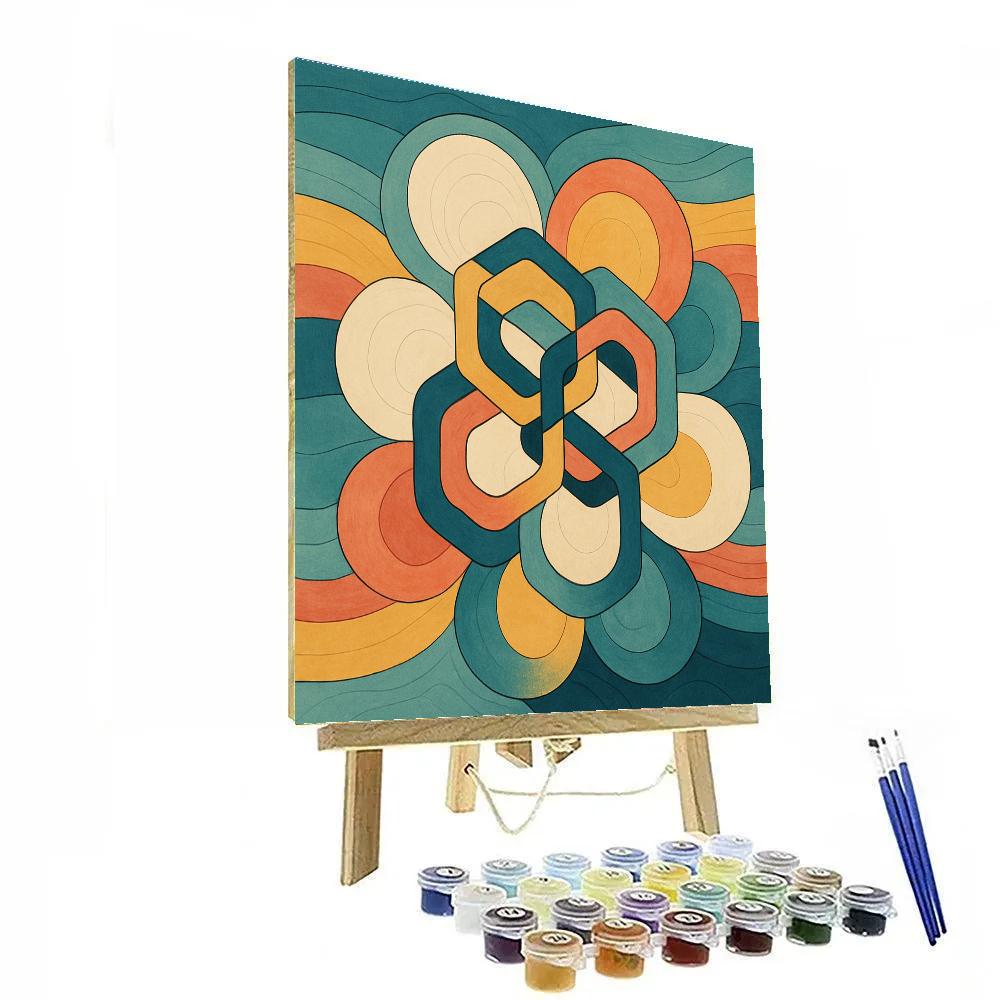 Tessellated Echoes In Abstract paint by color