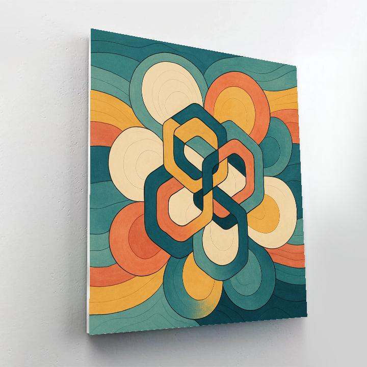 Tessellated Echoes In Abstract paint by color