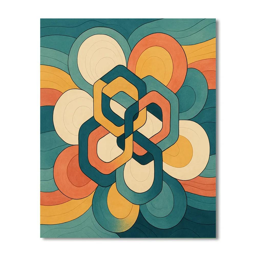 Tessellated Echoes In Abstract paint by color