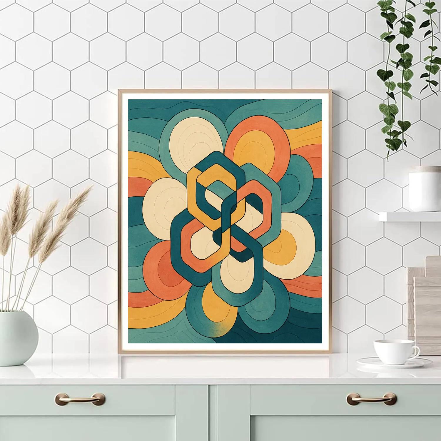 Tessellated Echoes In Abstract paint by color