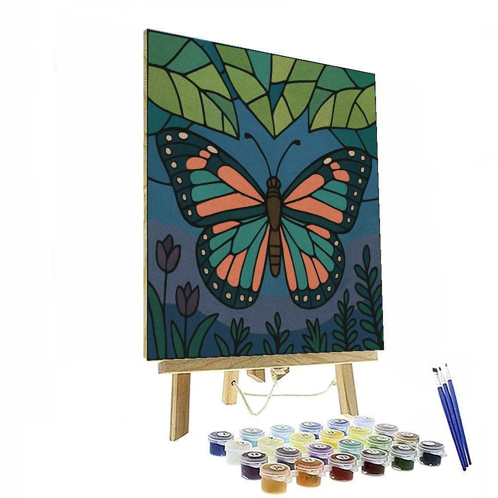 Stained Glass Butterfly Canopy Number painting