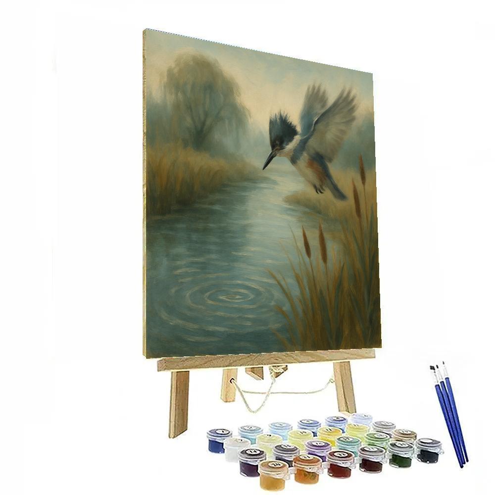 Riverbend Kingfisher And The Silver Splash Numbered painting kits