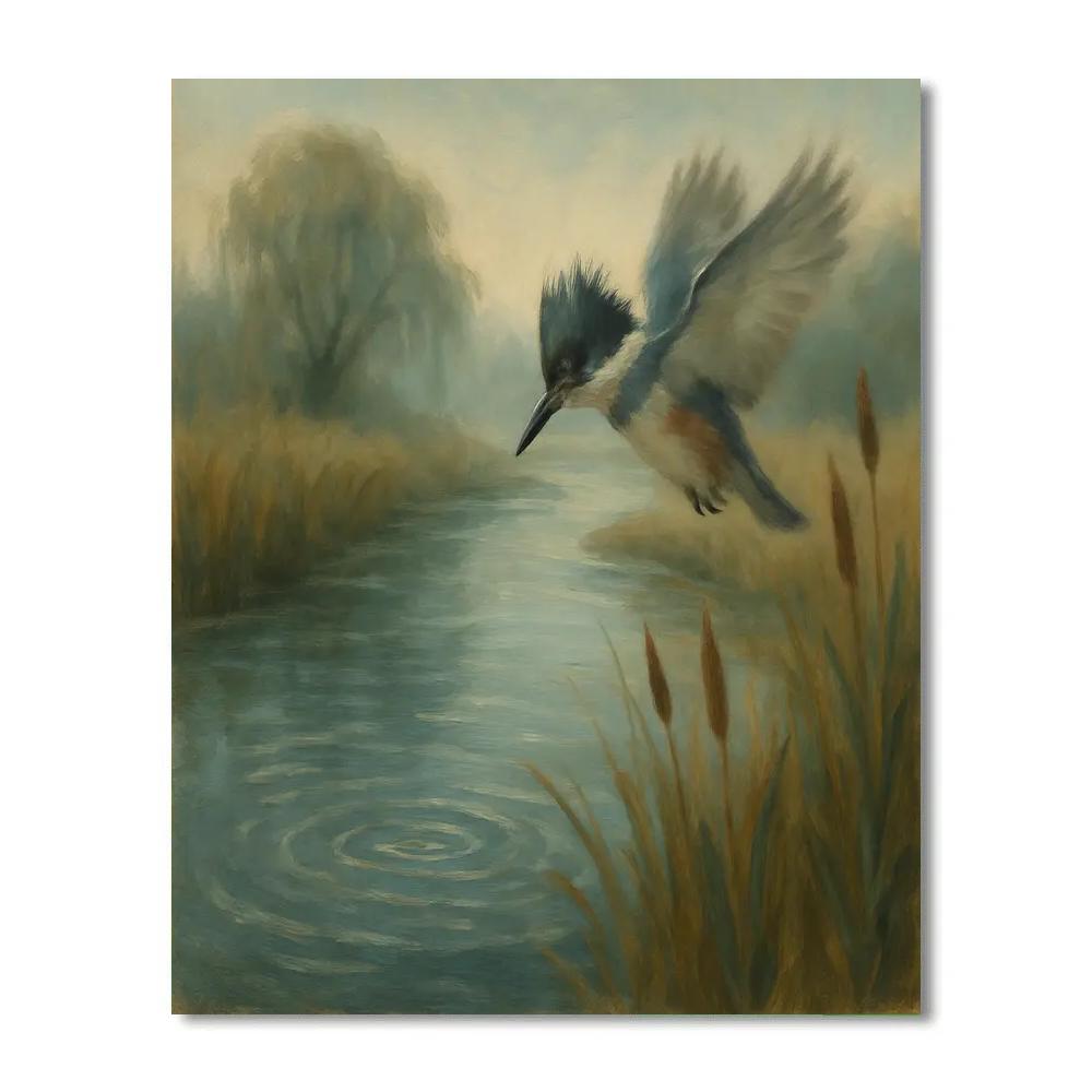 Riverbend Kingfisher And The Silver Splash Numbered painting kits