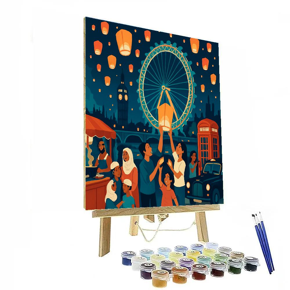 Midnight Eid Lanterns Over London painting number kit