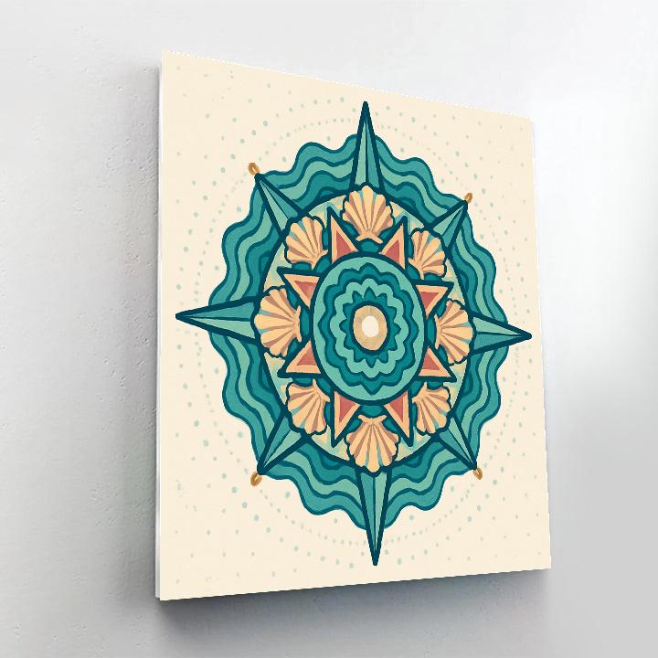 Compass Rose Mandala In Tidepool Geometry Painting by numbers kit