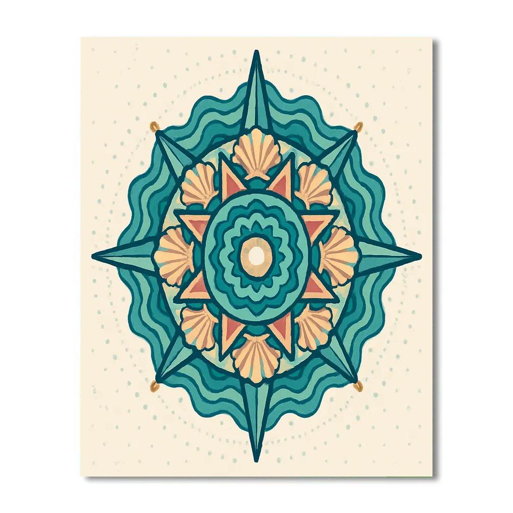 Compass Rose Mandala In Tidepool Geometry Painting by numbers kit