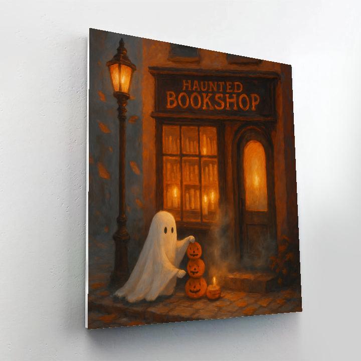 The Cozy Haunted Bookshop On Candlelit Corner Numbered painting kits