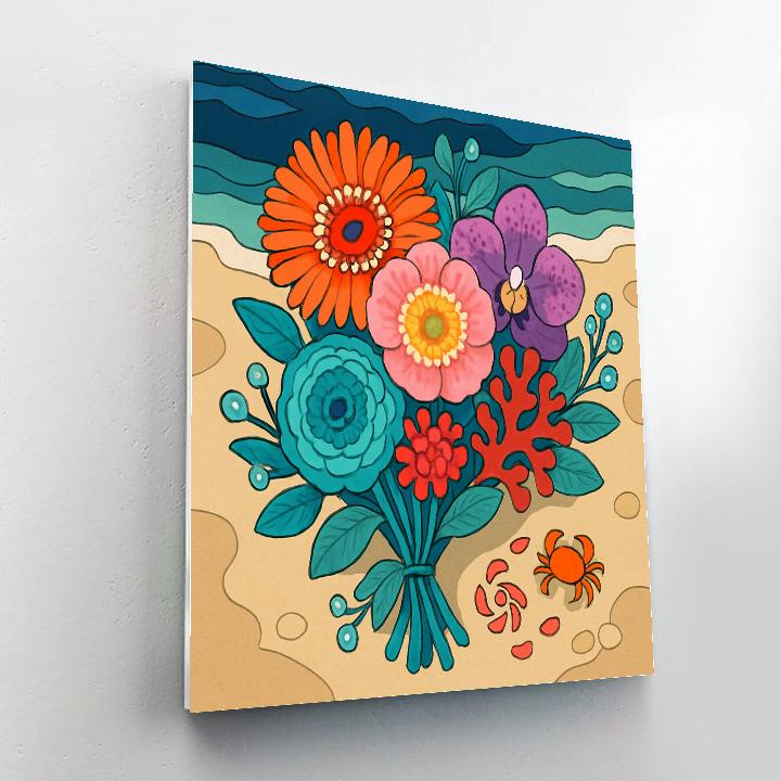 Floral Tidepool Bouquet Map Paint by numbers art