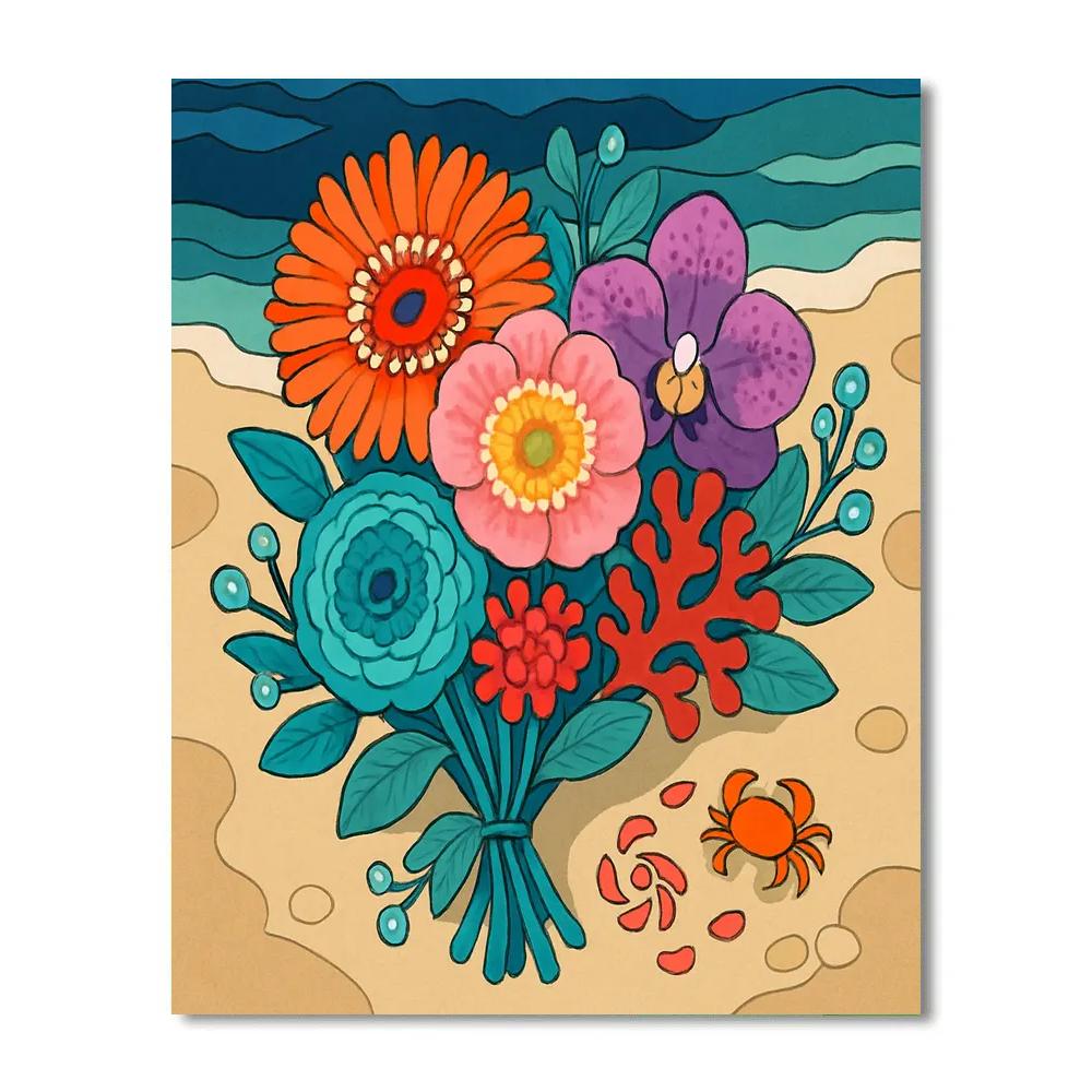 Floral Tidepool Bouquet Map Paint by numbers art
