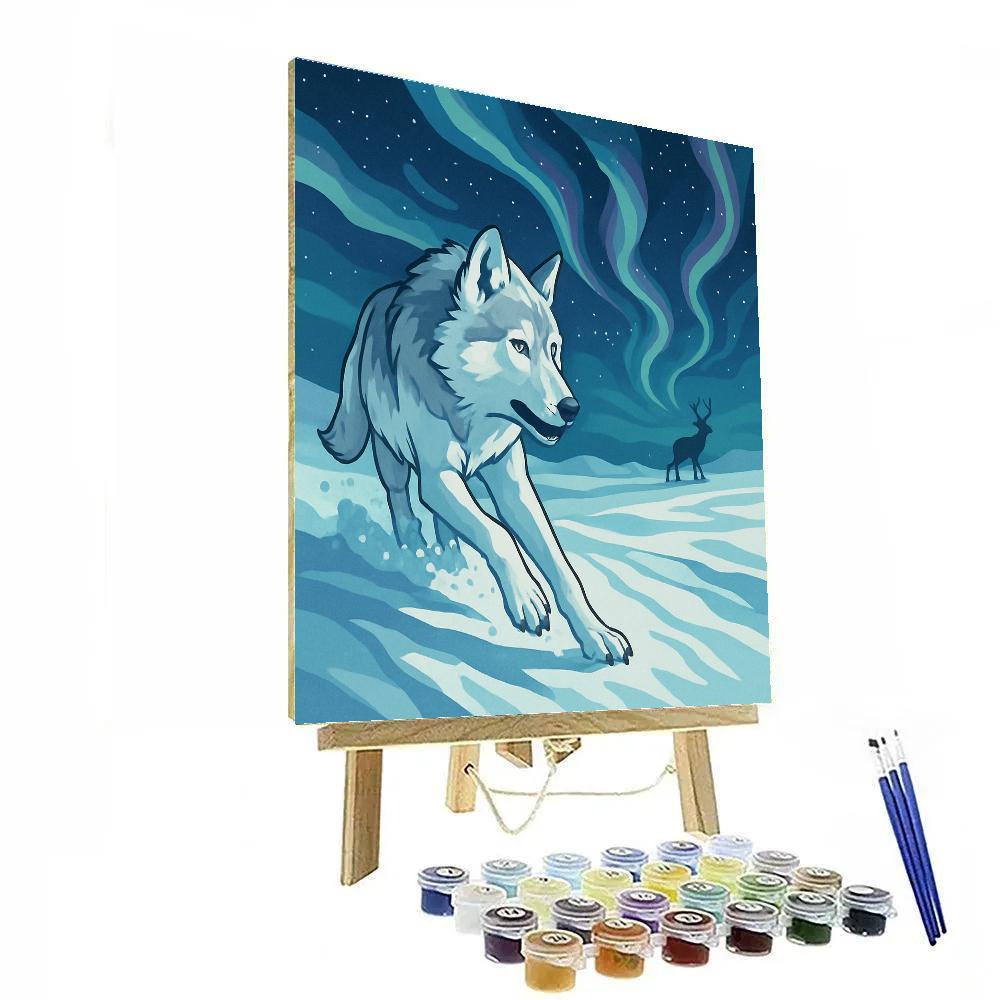 Tundra Star Map Wolf Chase paint by color