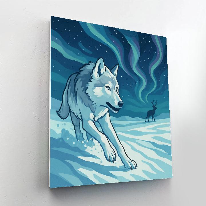 Tundra Star Map Wolf Chase paint by color