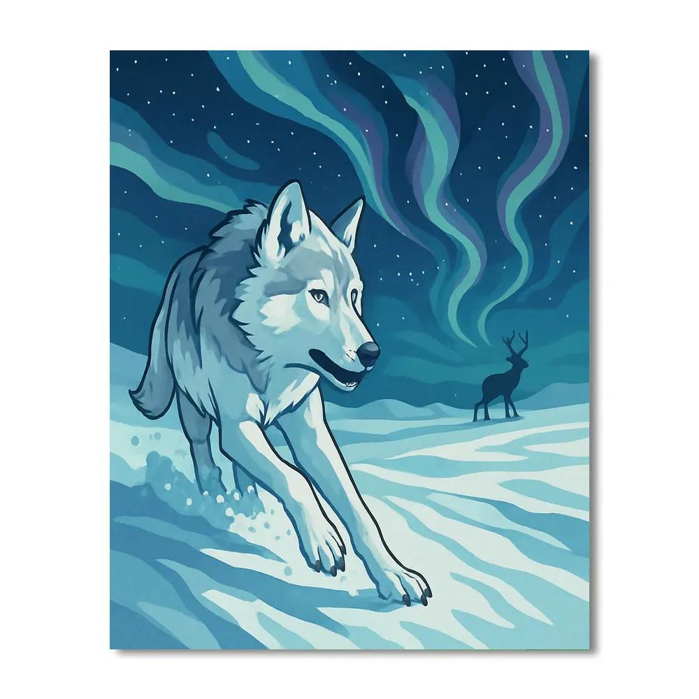 Tundra Star Map Wolf Chase paint by color