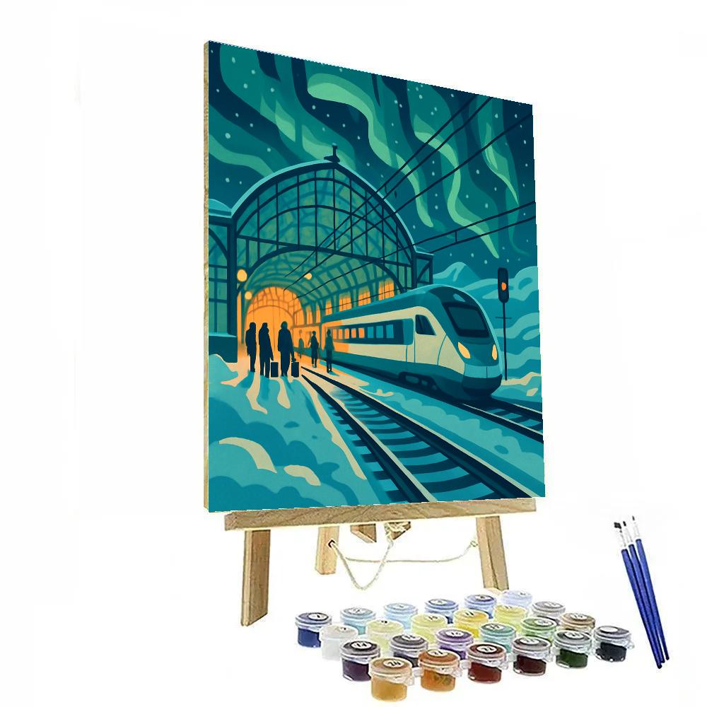 Aurora Glasshouse Train Station Paint by numbers kits