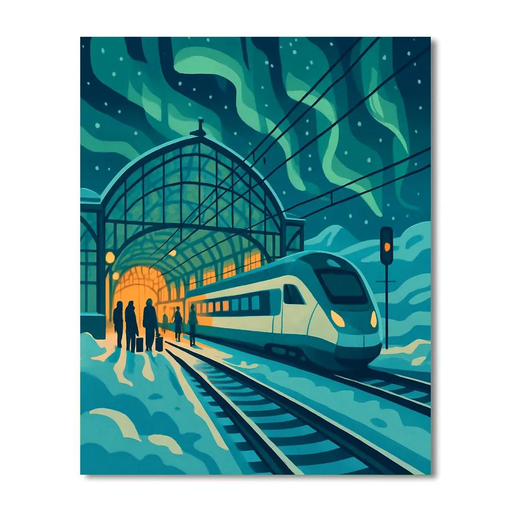 Aurora Glasshouse Train Station Paint by numbers kits