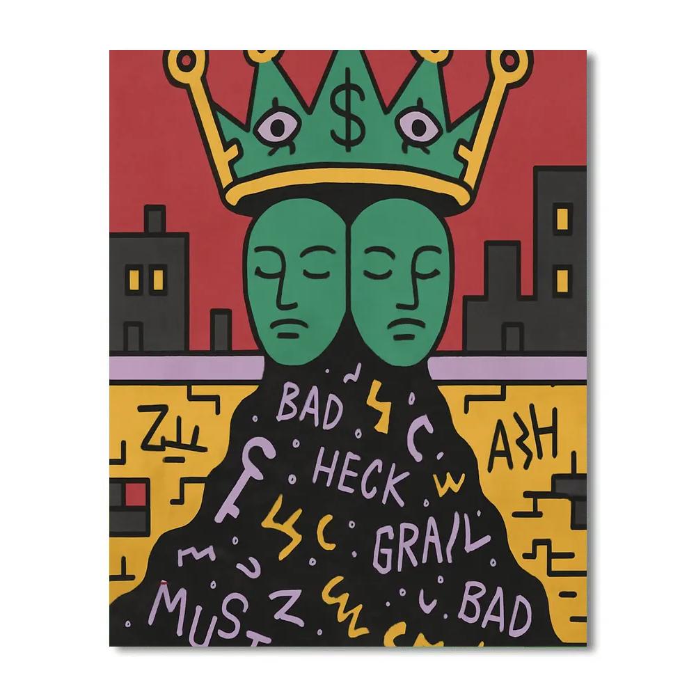 Crown Cipher Basquiat Crafted DIY paint by numbers