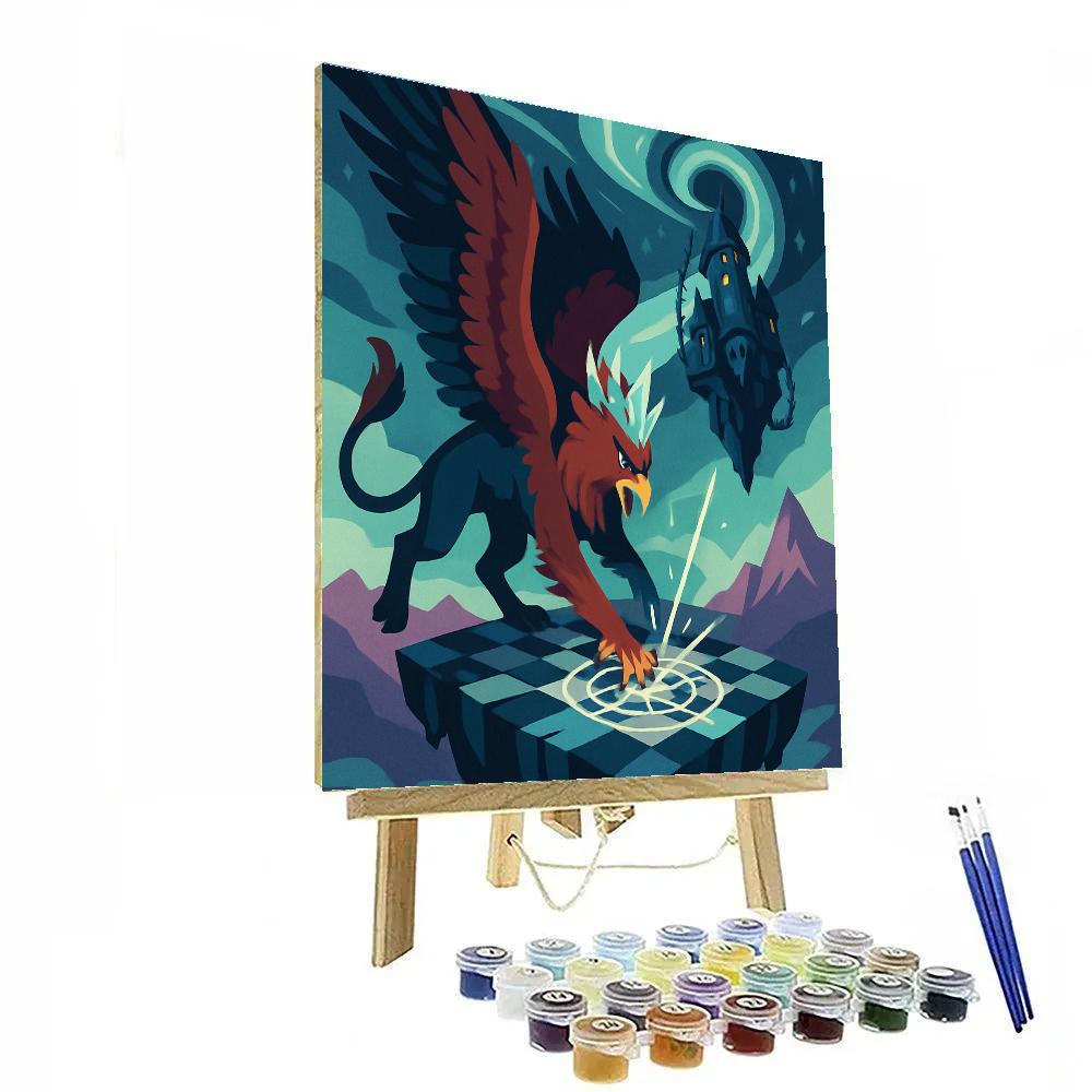 Fantasy Crowned Aurora Griffin paint by color