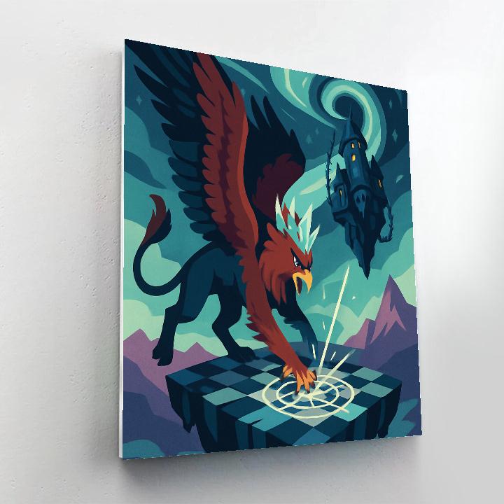 Fantasy Crowned Aurora Griffin paint by color