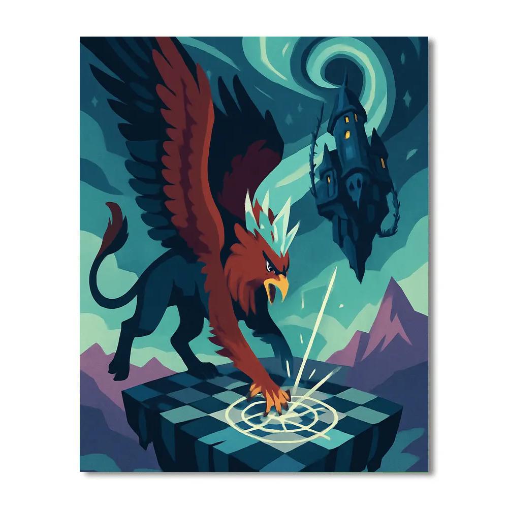 Fantasy Crowned Aurora Griffin paint by color