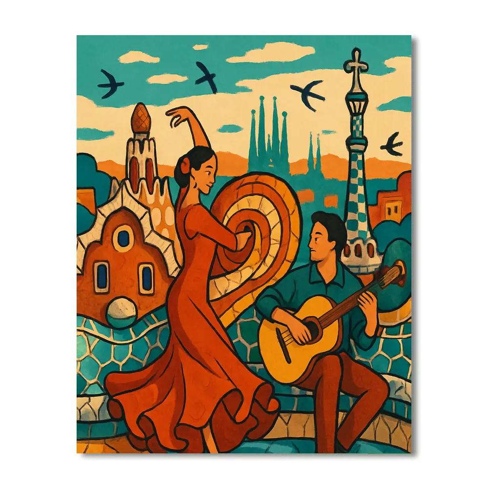 Spain Mosaic Rooftop Serenade paint by numbers