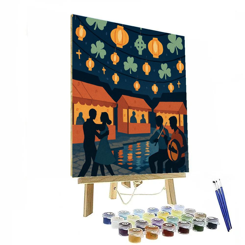 Lantern Market With Ireland Harbor Lights painting number kit