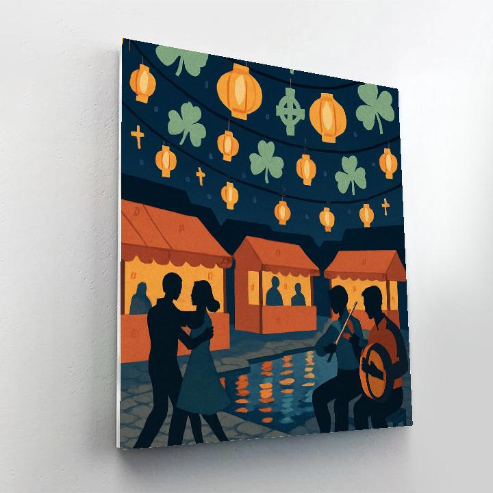 Lantern Market With Ireland Harbor Lights painting number kit