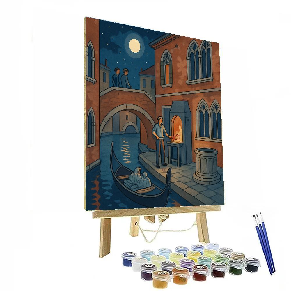 Moonlit Glassblowing In Venice Courtyard Number painting