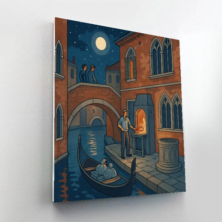 Moonlit Glassblowing In Venice Courtyard Number painting