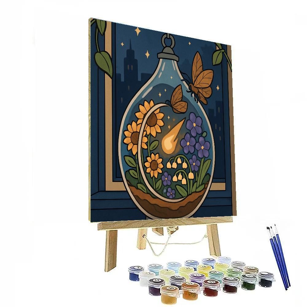 Terrarium Lantern In Floral Glow painting number kit
