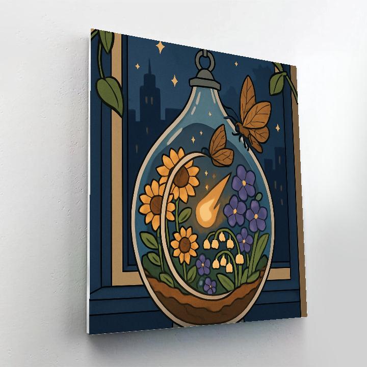 Terrarium Lantern In Floral Glow painting number kit