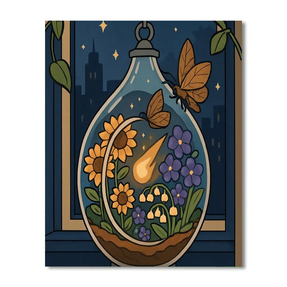 Terrarium Lantern In Floral Glow painting number kit