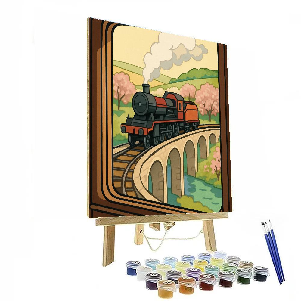 Riverside Orchard Journey On A Train painting number kit