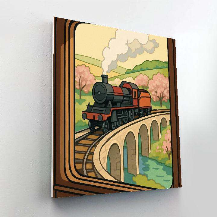 Riverside Orchard Journey On A Train painting number kit