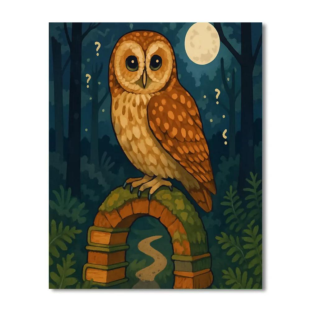 Forest Library With Owl Sentinel DIY paint by numbers