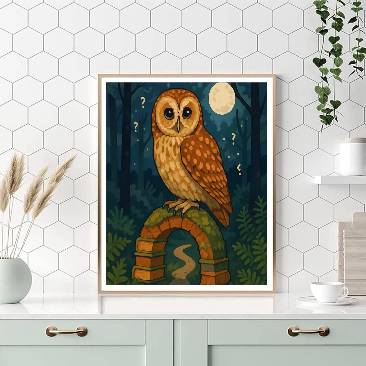 Forest Library With Owl Sentinel DIY paint by numbers