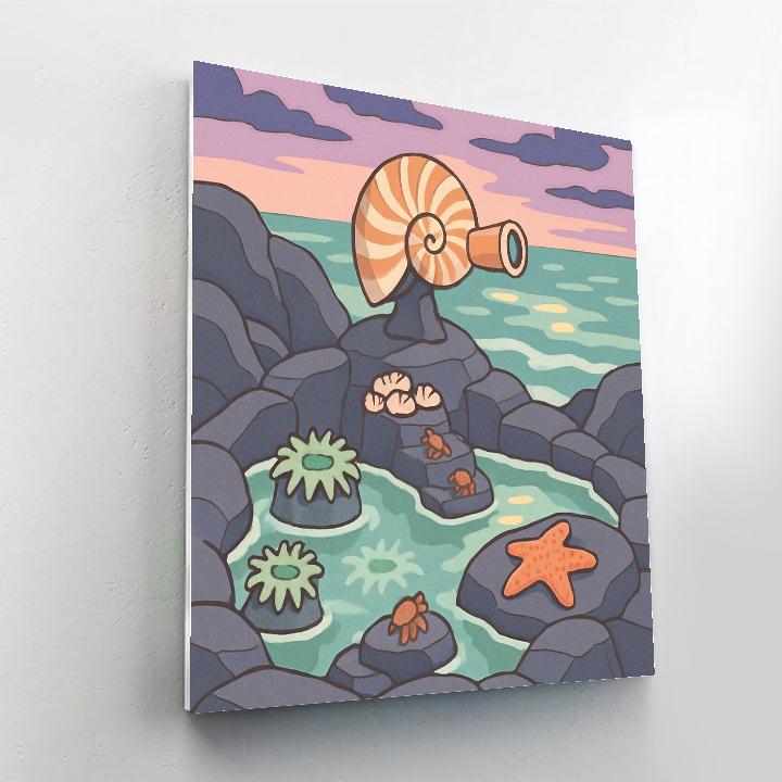 Tidepool Observatory Under A Lavender Ocean Sky Number painting