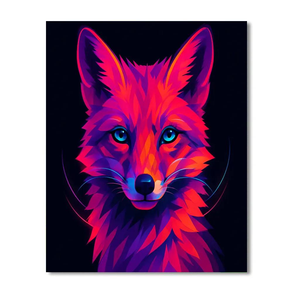 Neon Ember Fox Mirage paint by number