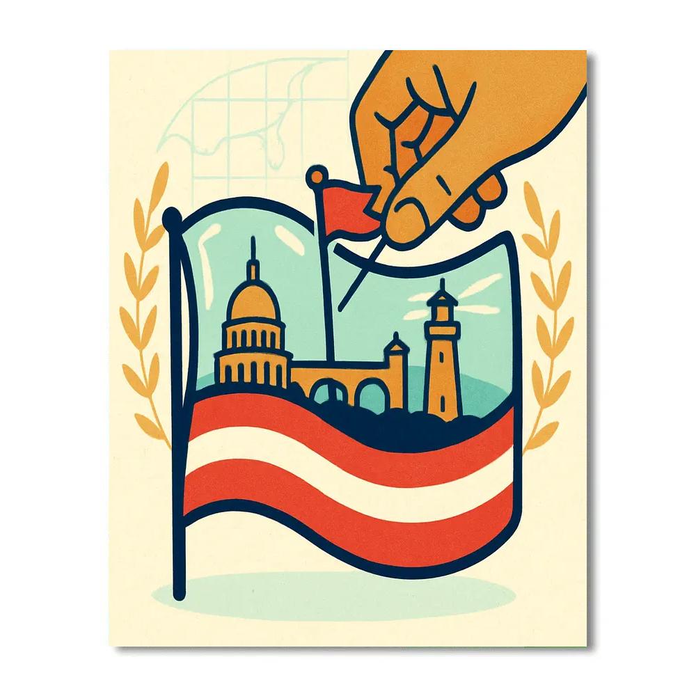 National Flag Terrarium Of Landmarks Painting by numbers kit