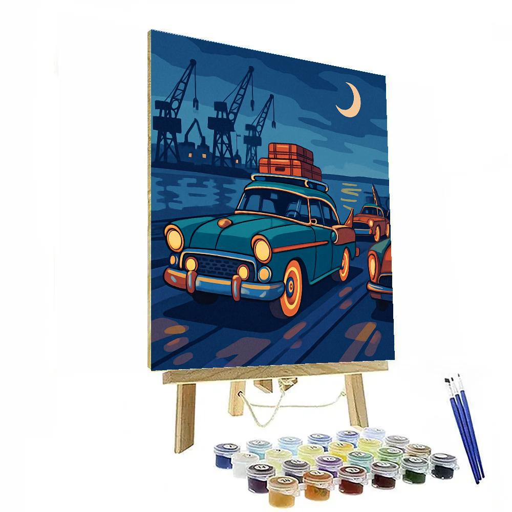 Midnight Harbor Cars Caravan paint by numbers