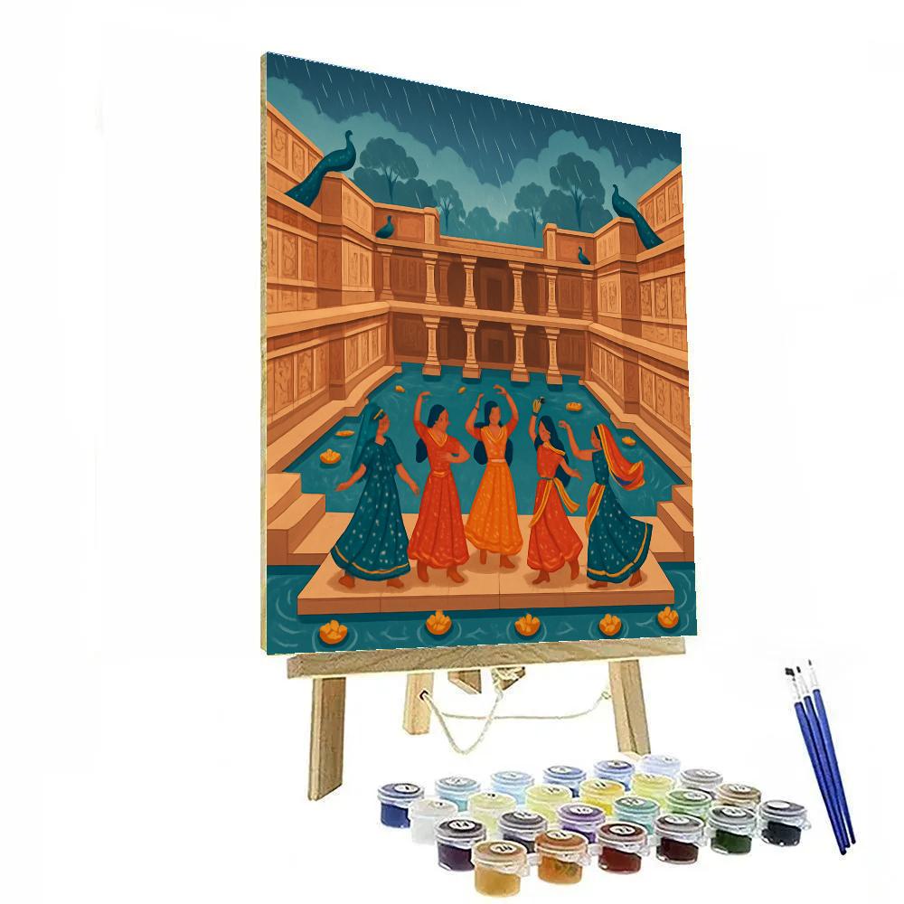 Monsoon Stepwell Dreams In India Painting by numbers kit